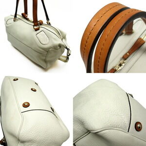 Gucci Handbag Shoulder Bag White Camel Tan Gold Leather